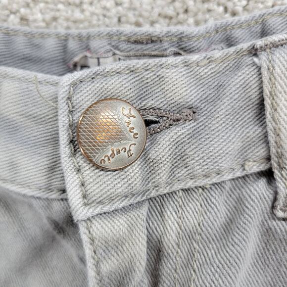 Free People Womens Cut Off Jean Shorts 26 Blue Distressed Denim Button Fly - Picture 7 of 14